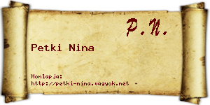 Petki Nina névjegykártya